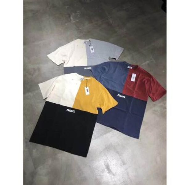 

Kith treat t hirt 2019 tri block colour patchwork cotton kith t hirt men women 1k 1 loo e japan treat tee
