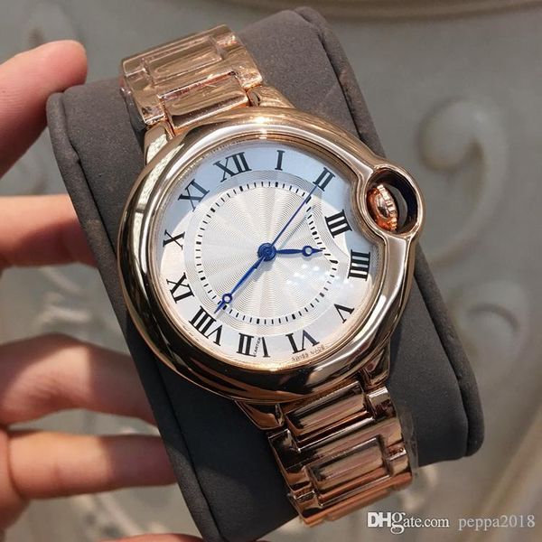 

2020 brand new clock luxury women watch men stainless steel wristwatch watches rose gold color lovers clock whosale box, Slivery;brown
