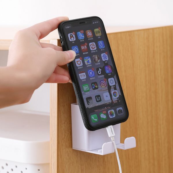 Wall Mounted Storage Box Remote Control Mobile Phone Plug Holder Stand Container
