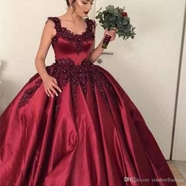 Плюс Размер Бургундии бальное платье Quinceanera платья ремни Бисер Sequined Кружева Аппликации Сладкие 16 официально платья выпускного вечера платья vestidos