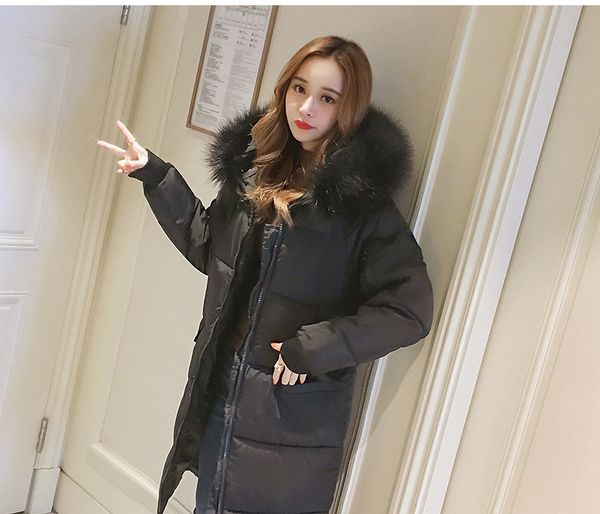 

winter woman padded hooded long jacket white duck down female overcoat ultra light slim solid jackets coat portable parkas, Black