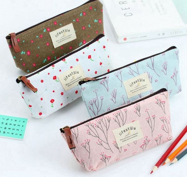 

pencil pen case countryside flower cosmetic bags floral makeup bag storage pouch purse wash bags 4 designs optional yyw2930