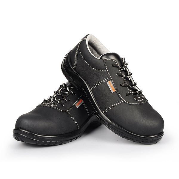 

anti-smashing and anti-stab safety shoes men's breathable sports work shoes genuine leather lightweight safety, Black