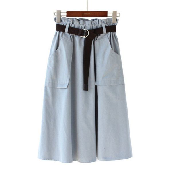 

старинные твердые эластичные высокая талия длинная юбка женщины элегантный шнуровка a-line дамы юбки пакеты повседневная литературный стиль, Black