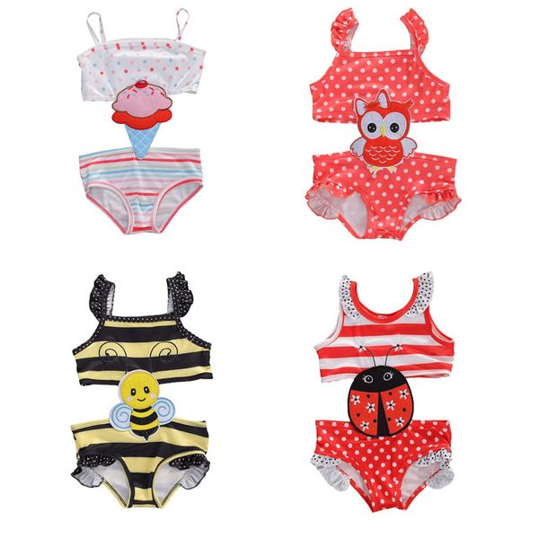 

baby girls swimwear infant kids baby girls fashion print ruffled patchwork swimsuit swimwear swimming children bathing suit 1-5y