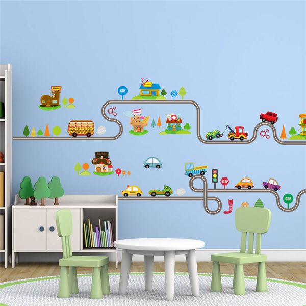 

diy pvc highway track car wall stickers home decoration sticker for kids boys room wallpaper decorative decal decor