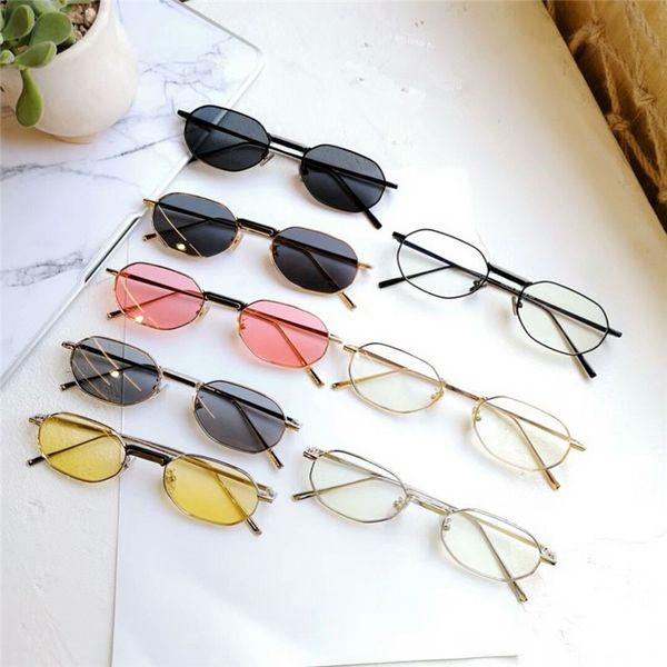 

women fashion korean style sunglasses retro polygon metal small frame sun glasses 6 styles gafas de sol mujer sunglass, White;black
