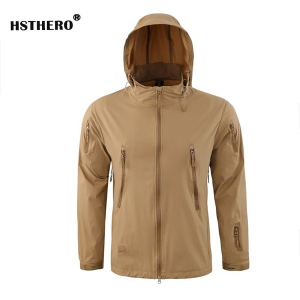 

летние мужские army пальто light tactical простой куртка открытый капюшоном windbreak мужчины водонепроницаемая куртка обучение одежда, Black;brown