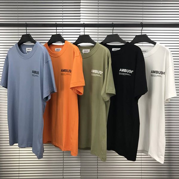 

ins tide ambush t shirts classic basic men and women couple short sleeve loose casual letter cotton bottom t-shirt, White;black