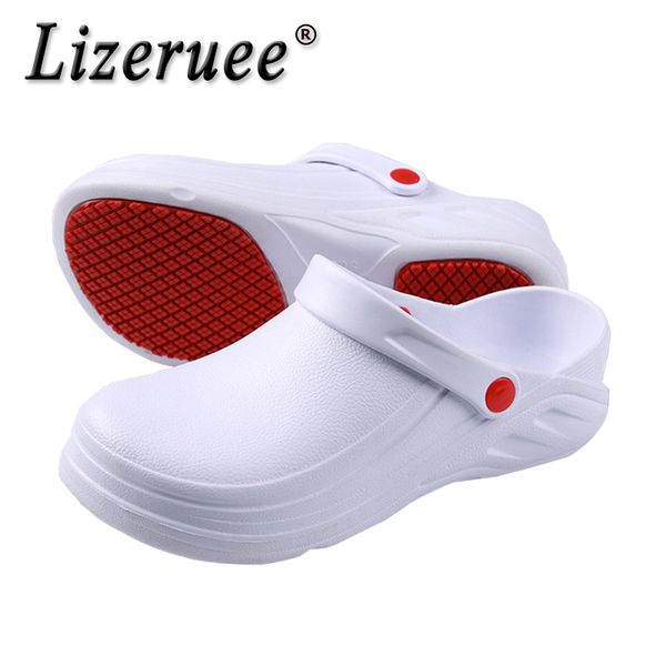 

lizeruee eva chef shoes non-slip waterproof oil-proof kitchen work shoes for chef master cook restaurant slippers, Black