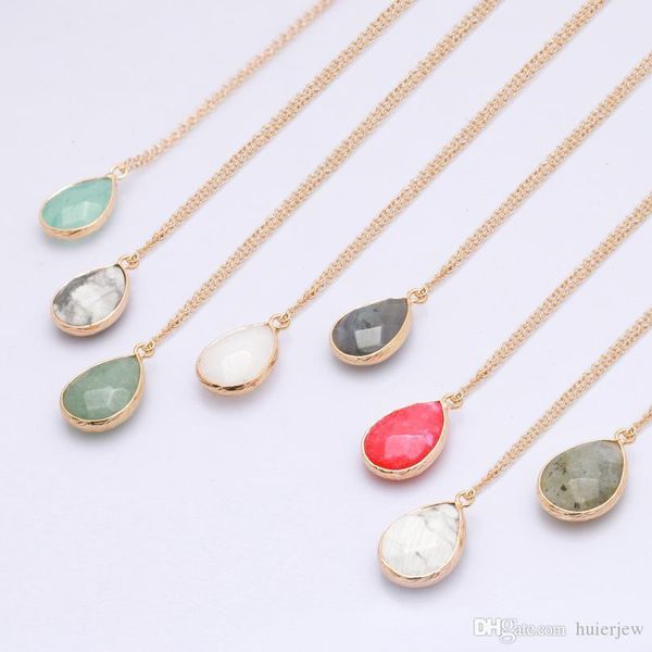 

stone necklace long choker necklace sweater faceted agate crystal natural stone necklace, Silver