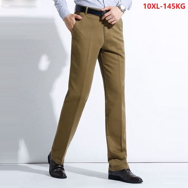 

winter men suit pants straight trousers 10xl cotton casual khaki antumn business classic large size big 8xl 9xl pants formal 5xl, White;black
