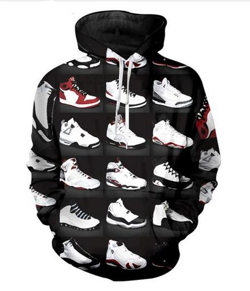 Lançamento de moda de nova homem mulheres designer perfeito estilo Harajuku Classic Shoes 3D impressão de manga longa Hoodies Casual Sportswear RW0133