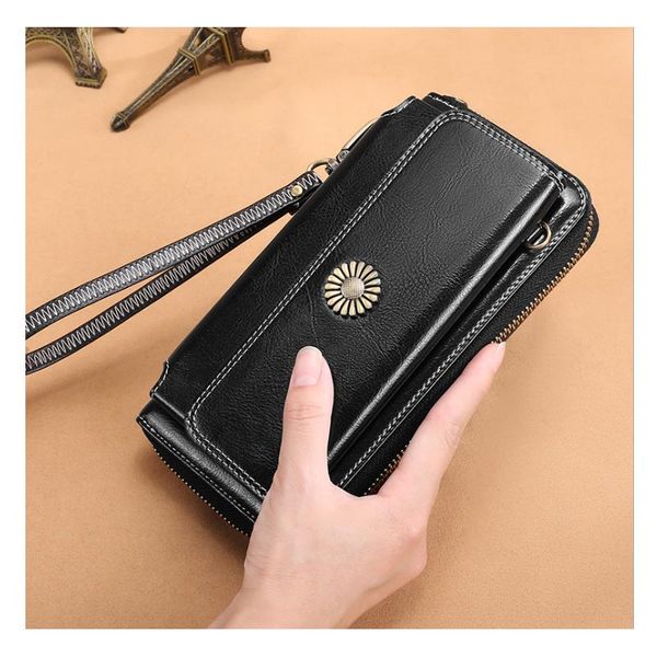 

designer-wallet woman 2019 new korean zipper multifunctional wallet madam leather long handbag single shoulder slant bag