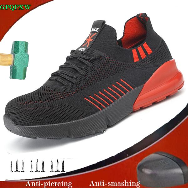 

2019 new breathable deodorant labor insurance shoes steel toe caps anti-smashing safety shoes non-slip wear-resistant work boots, Black