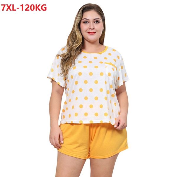

summer plus size sleepwear women home set short sleeve nightdress loose tees and shorts 5xl 7xl 6xl oversize 58 nightdress, Black;red