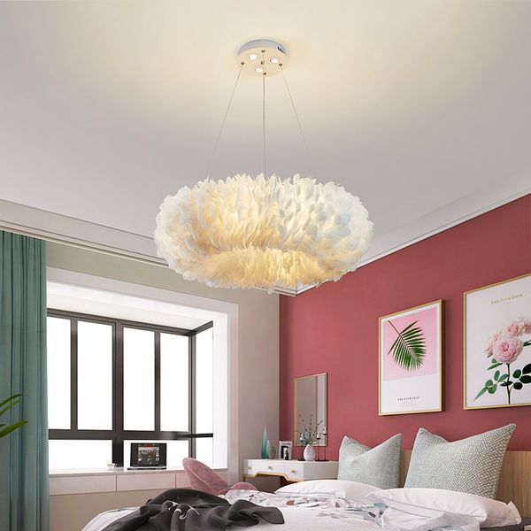 

nordic lamp living room bedroom led pendant light net red restaurant pendant lamps clothing store feather lighting children's hanging l