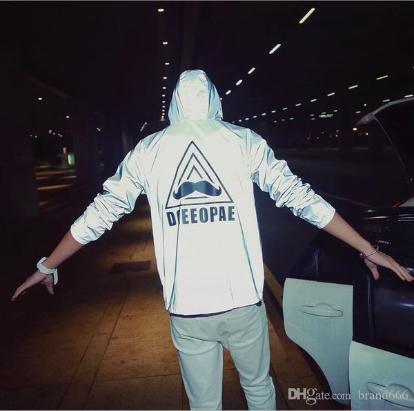 

2017 осень-3m reflective jacket 2016 тонкий ветровка мужчины хип-хоп одежды с капюшоном пальто водонепроницаемая молния пальто и пиджаки муж, Black;brown