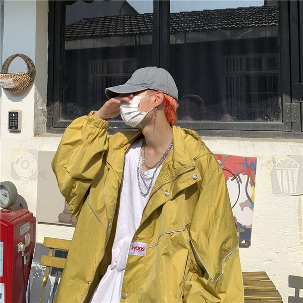 

autumn new windbreaker men fashion solid color casual hooded coat man streetwear wild loose long coat male clothes -2xl, Tan;black