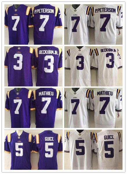

ncaa college lsu tigers football jersey odell beckham jr leonard fournette 5 derrius guice patrick peterson tyrann mathieu white purple, Black