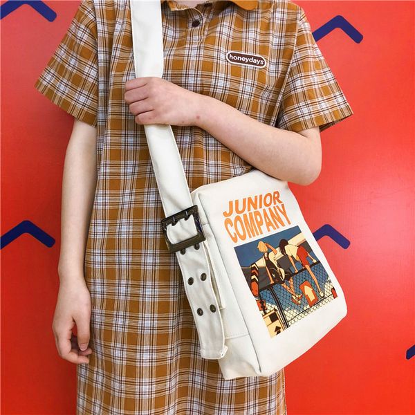

cartoon canvas handbags for women 2019 summer new female preppy style soft girls style students crossbody bags shoulder bags