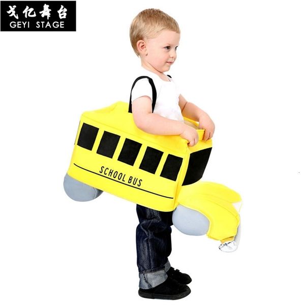 

new costume kids yellow school bus baby party role cosplay costumes for kids boys cartoon suit clothing, White