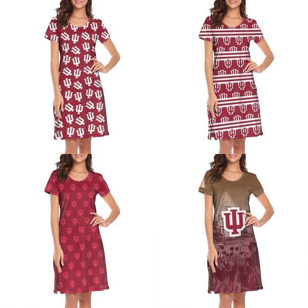 

womens design printing indiana hoosiers basketball crimson white plus size shirt dress make a friends printed loungewear fashion for, Black;gray