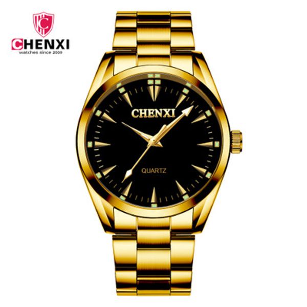 

chenxi men watch gold full steel watches fashion male quartz analog wristwatch men's wristwatches relogio masculino, Slivery;brown