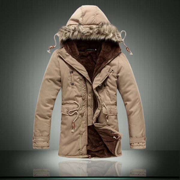 

2019 new men korean version casual cotton parka solid color tide male coat outdoor sport warm army green parka thicken long jacket, Black