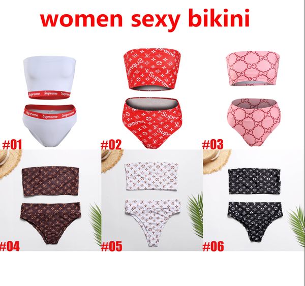 

womens designer swimsuit logo pattern tube swim trunks two-piece bikinis summer beach wear swimwear 6 styles lll9070302, White;black