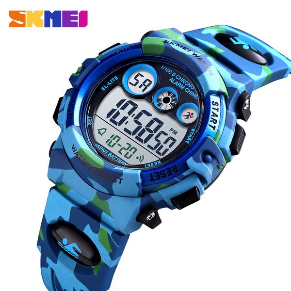 

skmei sport kids watches young and energetic dial design 50m waterproof colorful led lights relogio infantil children 1547, Blue