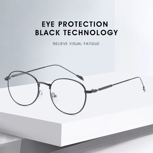 

2020 fashion round frame fashion plain glasses men's and women's personalized frame glasses, Silver