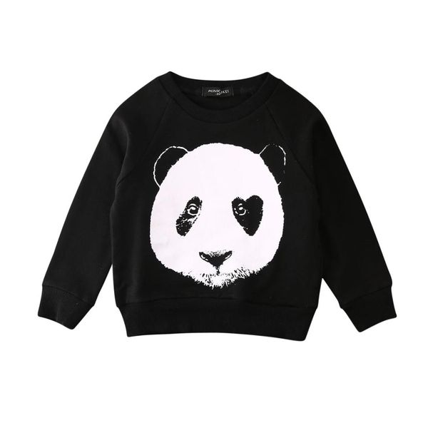 

autumn winter hoodies toddler baby girl boy clothes cartoon panda cotton t-shirt sweatshirts baby clothes 1-6t, Black