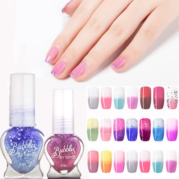 

fashion temix 15 colors nail polish peel off temperature colour changing watery varnish lasting glossy tasteless 5ml nail polish