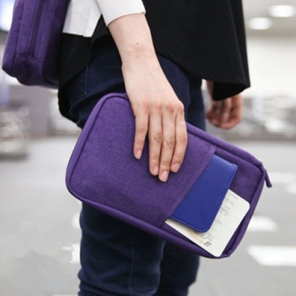 

travel passport wallet zipper bag document holder organizer business id card pouch j2y