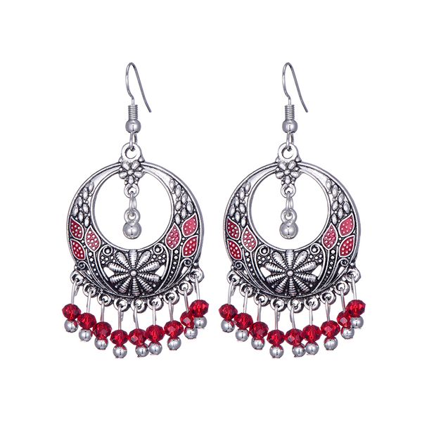 

new drop dangle earrings for women 2020 fashion jewelry handmade beads enamel glass vintage boho crystal ethnic earings brincos, Silver