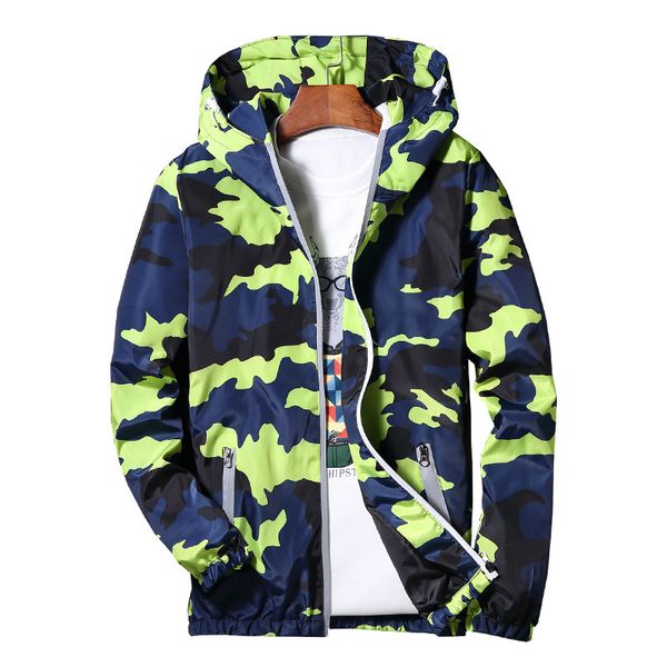 

2018 autumn winter jacket men thin jacket mens hip hop camouflage reflective zipper coat man hip hop hooded bomber, Black;brown
