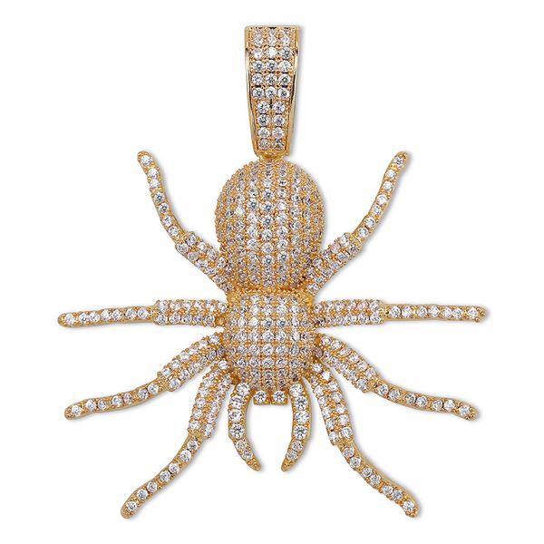 

Новый обледенелый CZ паук ожерелье мужская микро проложили хип-хоп золото серебря