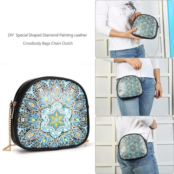 

diy bag flower special shaped diamonds painting leather fashionable convenient portable chain crossbody shoulder bags