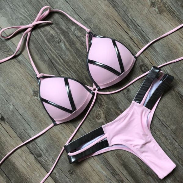 

summer women bandage patchwork bikini set swimwear push-up padded bra swimsuit beachwear bathing suit swimwear s-xl