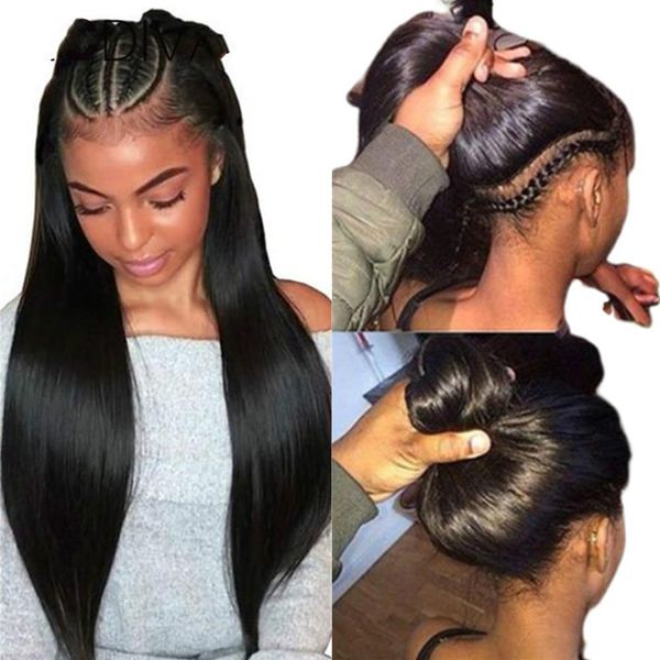 

360 lace frontal wig pre plucked with baby hair brazilian straight lace front human hair wig 150% remy lace wig for black women
