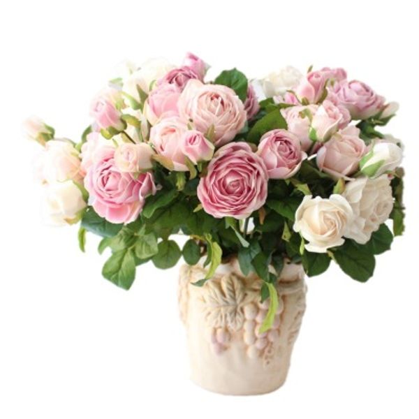 

43cm 3 british roses artificial flowers wholesale silk flower exquisite flower pattern soft color