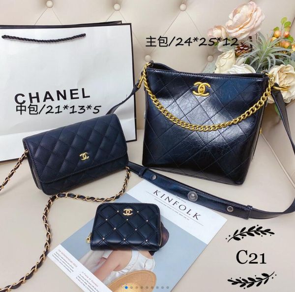 

2020 classic luxury ladies three-piece fashion exquisite bucket bag wild elegant messenger bag fashion female bag backpack wallet handbag