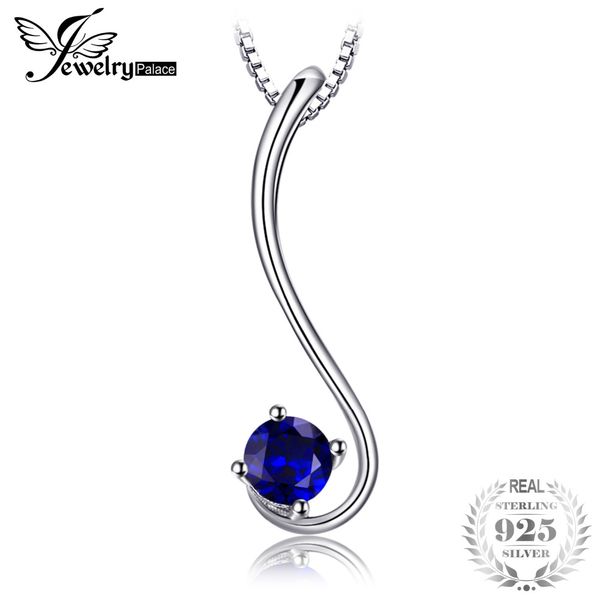 

jewelrypalace simple 0.6ct created blue sapphire solitaire women pendants 925 sterling silver fine jewelry not include the chain