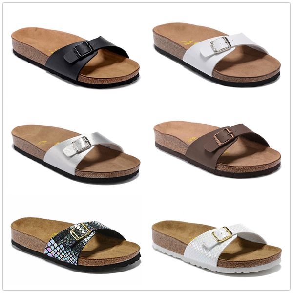 

2018 madrid 2019 new summer beach cork slipper flip flops sandals women mixed color casual slides shoes flat 801 us3-10, Black