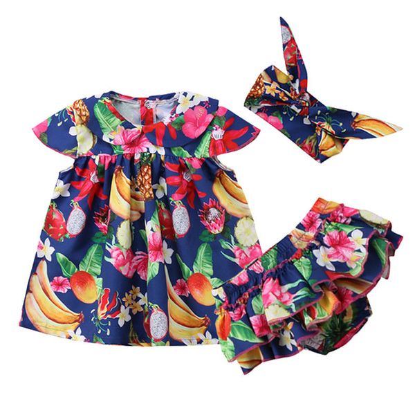 

summer newborn kids baby girl outfit clothes tops tutu dress + short pants + headband 3pcs beachwear holiday cloth, White;black
