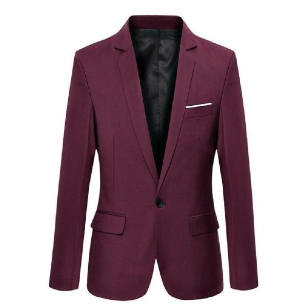 

mens suit coat fashion slim formal business one button blazer jacket long sleeve tuxedo, White;black