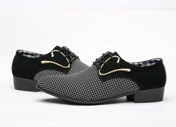 

men leather office men's dress suit shoes italian style wedding casual shoes pointed toe business men shoes, Black