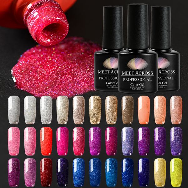 

10 pcs/lot 7ml nail polish holographic glitter platinum uv nail gel polish shine shimmer manicure soak off art varnish, Red;pink