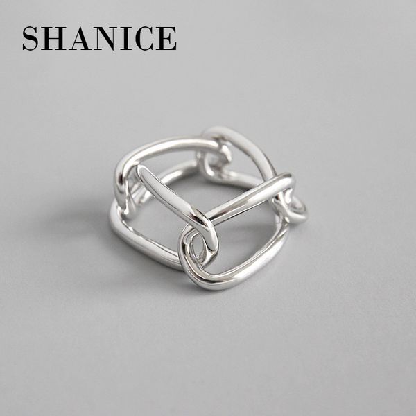 

shanice стерлингового серебра 925 пробы открытое кольцо для женщин геометрия ins простая цепочка пряжка щепка кольца модные украшения для де, Golden;silver